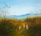 Three Friends In The Wattle Grove by David Boyd, c.1970s, oil on canvas, sold Nov 2018