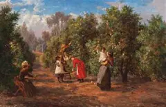 Picking Fruit by Jan Hendrik Scheltema, c.1890, oil on canvas, sold Nov 2018