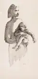 Mother And Child by Russell Drysdale, pen and wash on paper, sold Nov 2018