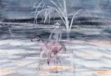 Gallipoli Soldier And Camel by Sidney Nolan, 1966, crayon and fabric dye on paper on composition board, sold Nov 2018