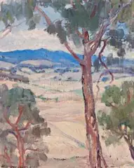 Monaro Landscape by Hilda Rix Nicholas, c.1923, oil on canvas on board, sold Nov 2018
