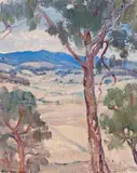 Monaro Landscape by Hilda Rix Nicholas, c.1923, oil on canvas on board, sold Nov 2018