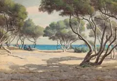 Picnic, Port Phillip Bay Foreshore by John Mather, 1903, watercolour on paper, sold Nov 2018