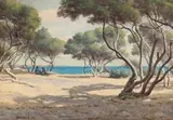Picnic, Port Phillip Bay Foreshore by John Mather, 1903, watercolour on paper, sold Nov 2018