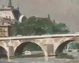 Study Le Pont Royal (Paris) by Max Meldrum, 1929, oil on canvas on board, sold Nov 2018