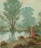 Springwood Idyll by Norman Lindsay, oil on canvas on composition board, sold Nov 2018