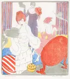 The Hat Shop by Thea Proctor, 1919, colour lithograph, sold Nov 2018