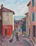 Cagnes-Sur-Mer by Alison Rehfisch, c.1937, oil on hessian on composition board, sold Nov 2018