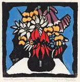 Australian Flowers by Margaret Preston, 1927, hand-coloured woodcut, sold Nov 2018