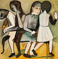Playground by Charles Blackman, 1962, oil on hardboard, sold Aug 2018