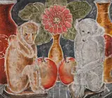 Trio (Monkeys, Fruit And Flowers) by Danila Vassilieff, 1935, oil on plywood, sold Aug 2018