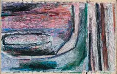 Landscape, Woronora, 1953 – 55 by Godfrey Miller, oil on canvas, sold Aug 2018