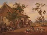 Bush Visitors by Alexander Schramm, 1859, oil on canvas, offered Aug 2018