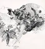 The Most Beautiful Mountain by Brett Whiteley, 1969, pen, ink and wash on paper, sold Aug 2018