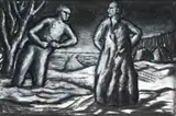 Drawing (Figure In Water) by Peter Booth, 1996, charcoal and casein on paper, sold Aug 2018