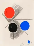 Abstraction Aux Cercles by Sonia Delaunay, c.1960s, gouache and charcoal on paper, sold Aug 2018