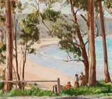 Lorne Beach by Amalie Colquhoun, oil on canvas on board, sold Aug 2018