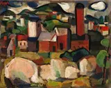 Footscray Brickworks by Leonard French, 1951, oil on canvas, sold Aug 2018