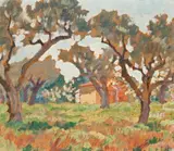 Spring Landscape, South Of France by Rupert Bunny, oil on board, sold Aug 2018