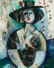 Study Of A Woman by Michael Kmit, 1964, oil on canvas on composition board, sold Aug 2018