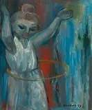 Girl With Hoop by John Molvig, 1957, oil on composition board, sold Aug 2018
