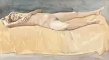 Reclining Nude by Brian Dunlop, watercolour and pencil on paper, sold Aug 2018