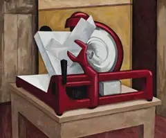 Still Life With Slicing Machine by John Brack, 1955, oil on canvas, sold Jun 2018