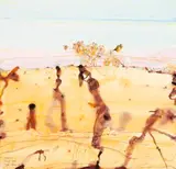 Desert And Orange Chats by John Olsen, 1993, watercolour and pastel on paper, sold Jun 2018