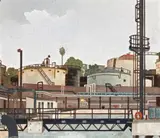 Shell Terminal by Cressida Campbell, 1990, watercolour on incised woodblock, sold Jun 2018