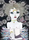 Girl #11 by Del Kathryn Barton, 2004, synthetic polymer paint, gouache, watercolour and pen on canvas, sold Jun 2018