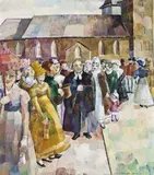 Samuel Marsden After Service At St. John’S Parramatta, 1937 – 38 by Grace Cossington Smith, oil on pulpboard, offered Apr 2018