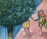 The Sisters by Charles Blackman, 1953, oil on board, sold Apr 2018