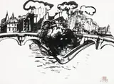 L’Île De La Cité by Brett Whiteley, 1989, brush and ink on paper, sold Apr 2018