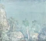 Morning On The Derwent by Lloyd Rees, 1971, oil on canvas, sold Apr 2018