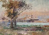 Williamstown by Frederick McCubbin, c.1909, oil on canvas board, sold Apr 2018
