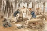 Timber Splitters by S. T. Gill, 1865, watercolour on paper, sold Apr 2018