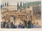 Arab Market by Ethel Carrick, c.1933, hand-coloured lithograph, sold Apr 2018