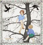 Up The Pine Tree by Ethel Spowers, 1927, watercolour and pencil on paper, sold Apr 2018