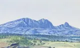 Mount Sonder Viewed From Glen Helen, Northern Territory by Albert Namatjira, c.1945, watercolour on paper, sold Apr 2018
