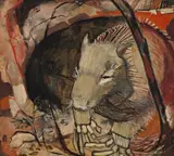 The Grey Wombat by Clifton Pugh, 1955, oil on composition board, sold Apr 2018
