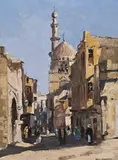 Street Scene, Cairo by Will Ashton, oil on canvas board, sold Apr 2018