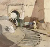 The Town Gate, Northern Africa by William Beckwith McInnes, oil on canvas on board, sold Apr 2018