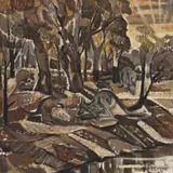 Kangaroos Feeding by Margaret Preston, 1945, oil on canvas, sold Nov 2017