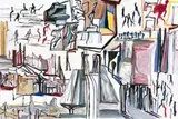 Perugia, Railway Station, Football Teams, Rag & Bone Man, Etc. by Ken Whisson, 1982, oil on canvas, sold Nov 2017