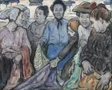 Les Acheteuses (The Buyers) by Iso Rae, c.1913, oil on canvas, sold Nov 2017