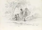 Aboriginal Family Group by Eugene von Guerard, 1856, pencil on cream wove paper, sold Nov 2017