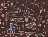 Lit Bateau (The Raft At Night) by Ian Fairweather, 1957, gouache on cardboard, sold Nov 2017