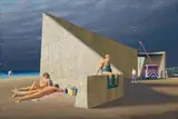 Sunbathers At Construction Site by Jeffrey Smart, 2003, oil on canvas, sold Nov 2017