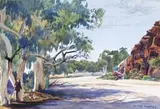 The Bend Of The Todd, Heavitree Gap by Albert Namatjira, 1958, watercolour on paper, sold Nov 2017