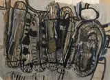 Abstract by John Olsen, 1960, gouache, ink and pastel on paper, sold Nov 2017